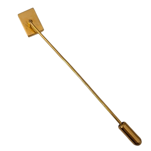 DANDY Stick Pin Gold Fill Black Inlaid Diamond Modernist Masculine Jewelry - Picture 6 of 11